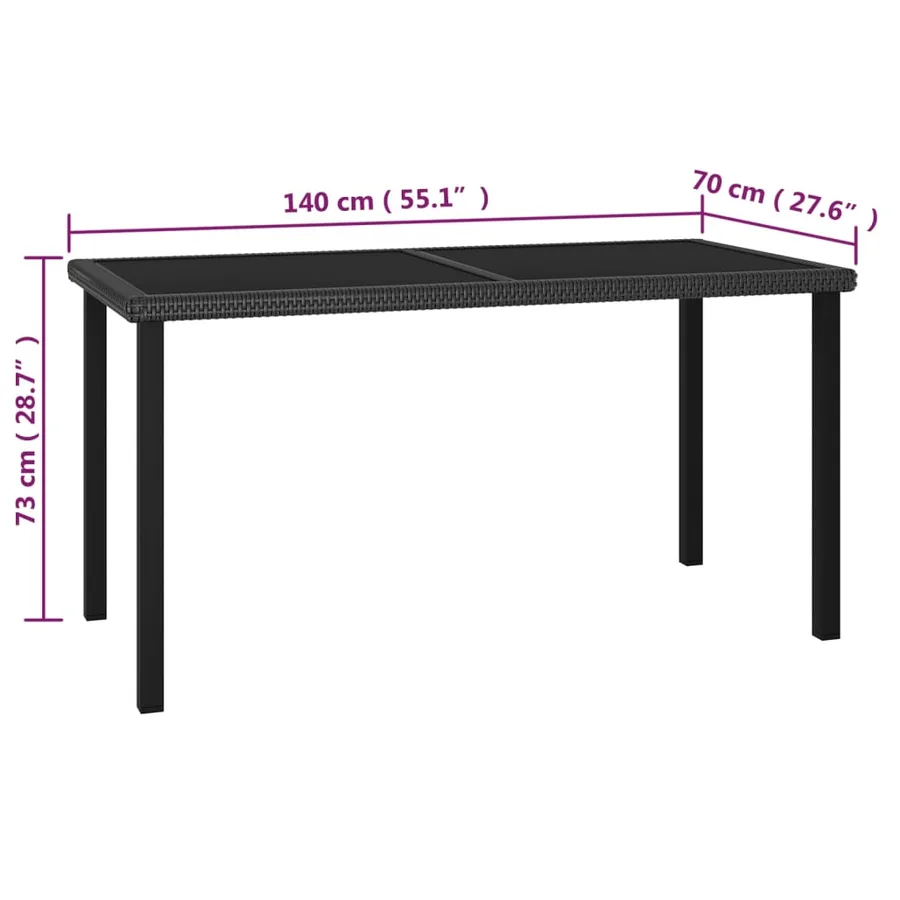 Ensemble à manger de jardin 7 pcs Résine tressée Noir - 11