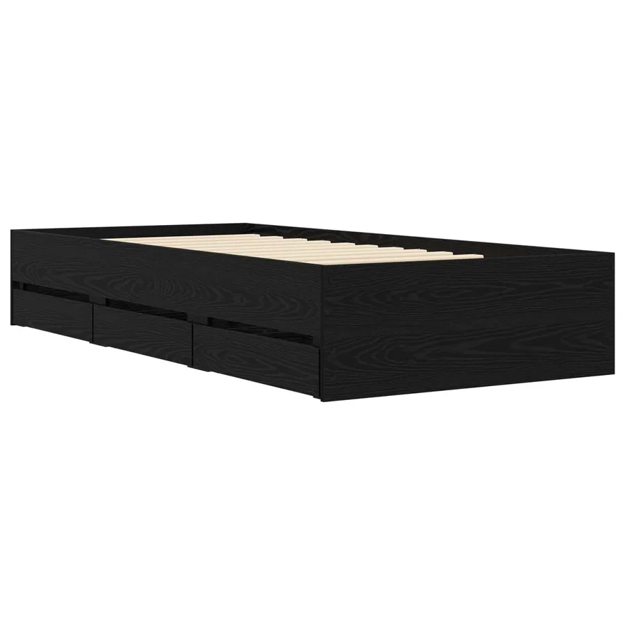 Cadre de lit avec rangement avec tiroir Chêne noir 80 x 200 cm - 5