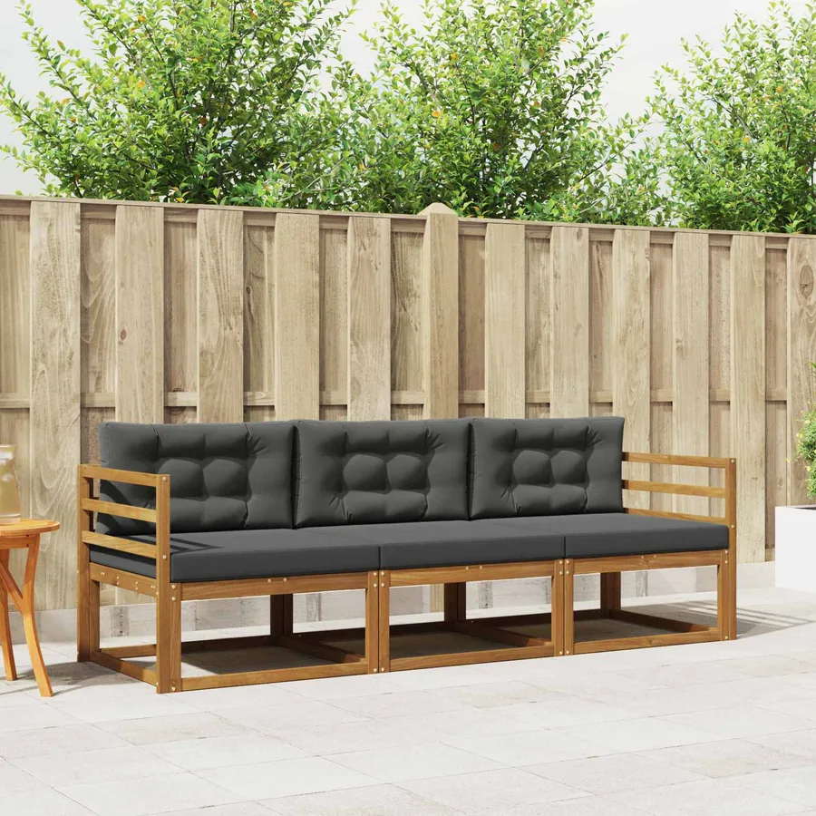 Ensemble de canapés d'extérieur 3 pcs Naturel et Anthracite