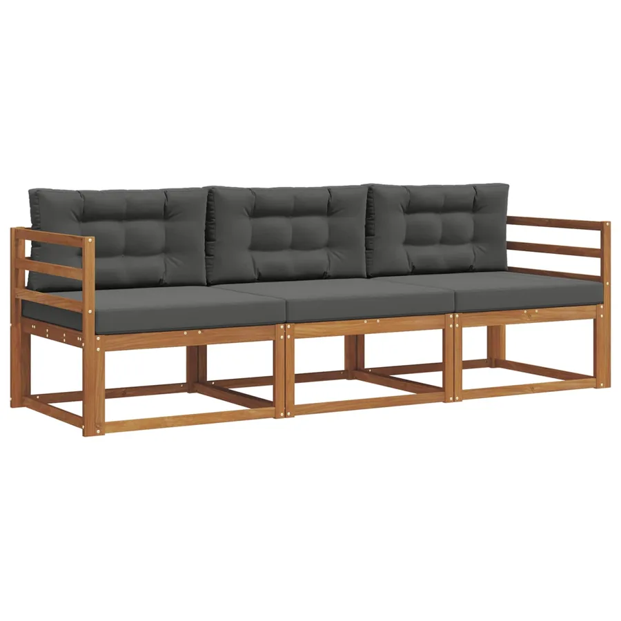 Ensemble de canapés d'extérieur 3 pcs Naturel et Anthracite - 2
