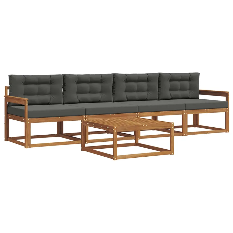 Ensemble de canapés d'extérieur 5 pcs Naturel et Anthracite - 2
