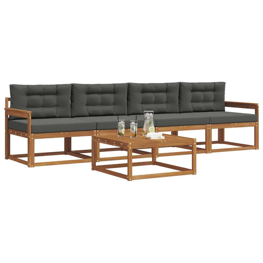 Ensemble de canapés d'extérieur 5 pcs Naturel et Anthracite - 3