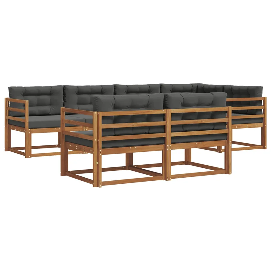 Ensemble de canapés d'extérieur 7 pcs Naturel et Anthracite - 2