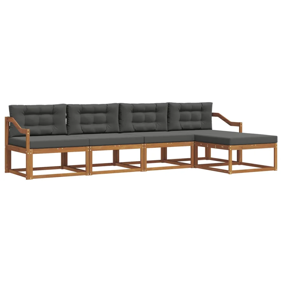 Ensemble de canapés d'extérieur 5 pcs Naturel et Anthracite - 2