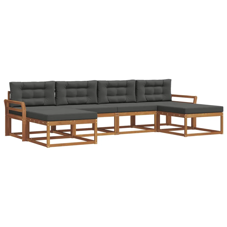 Ensemble de canapés d'extérieur 6 pcs Naturel et Anthracite - 2