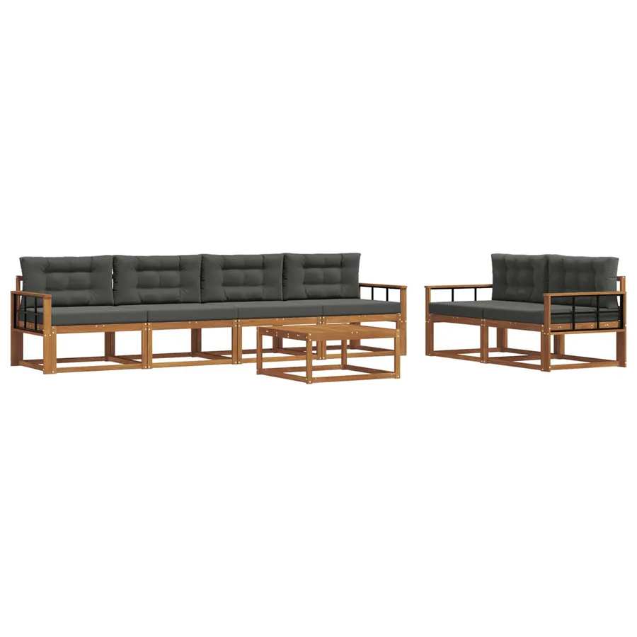 Ensemble de canapés d'extérieur 7 pcs Naturel et Anthracite - 2