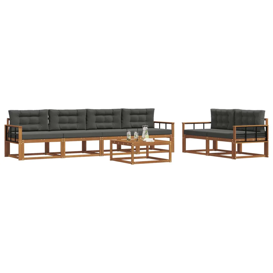 Ensemble de canapés d'extérieur 7 pcs Naturel et Anthracite - 3