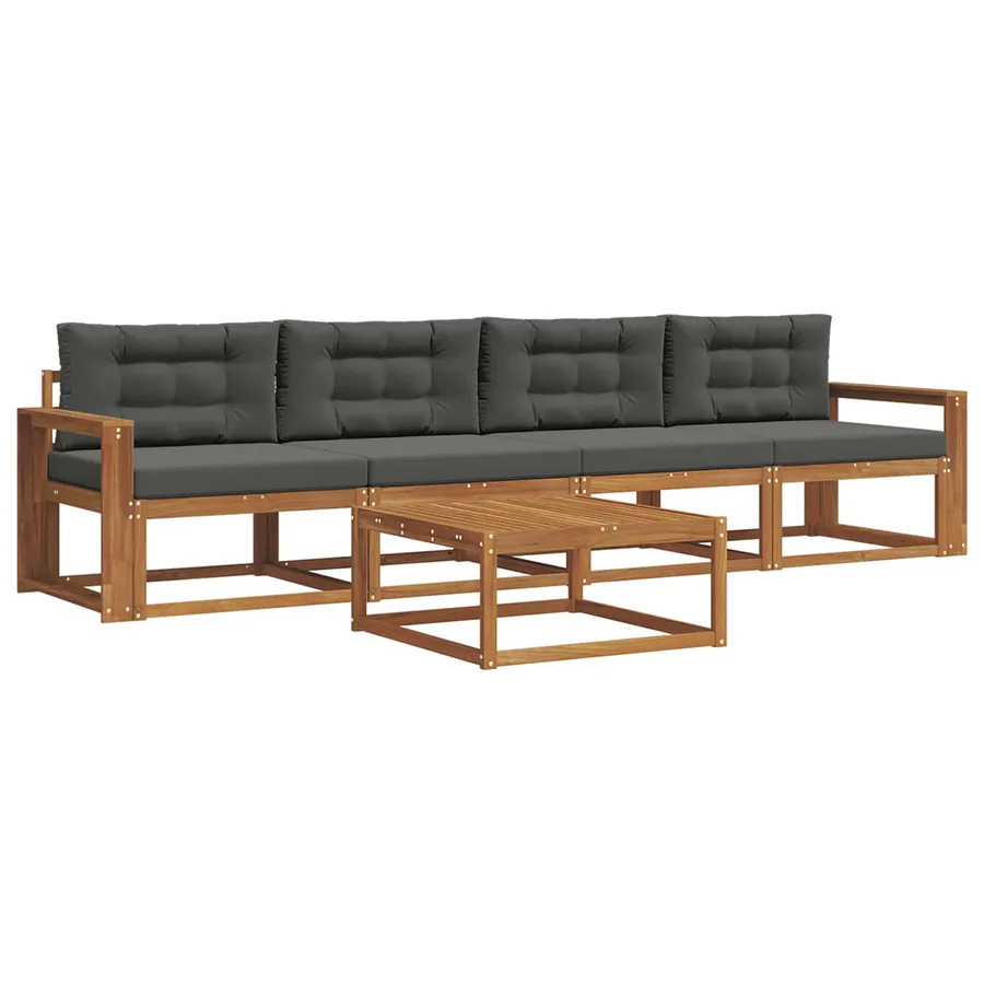 Ensemble de canapés d'extérieur 5 pcs Naturel et Anthracite - 2