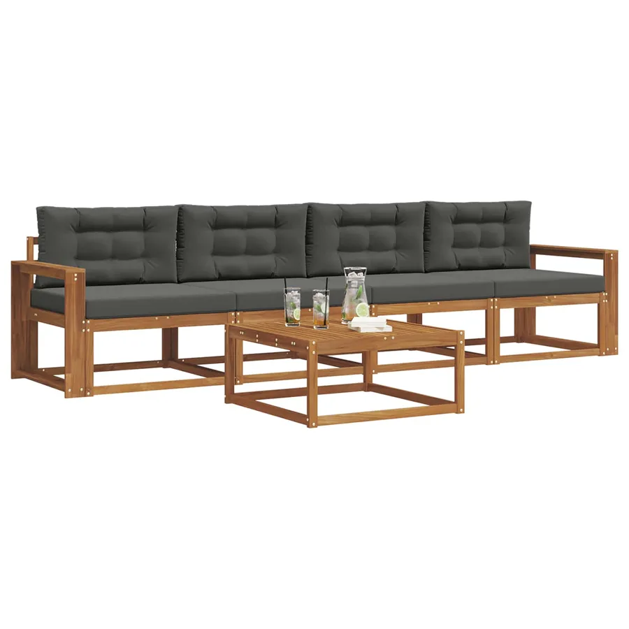 Ensemble de canapés d'extérieur 5 pcs Naturel et Anthracite - 3