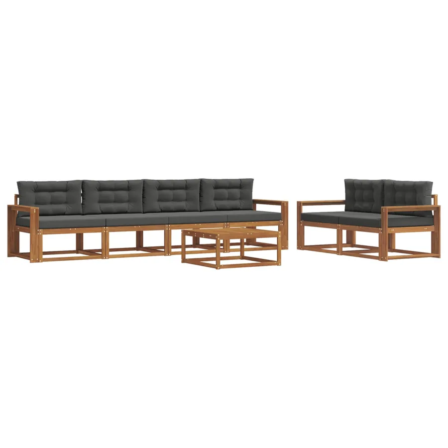 Ensemble de canapés d'extérieur 7 pcs Naturel et Anthracite - 2