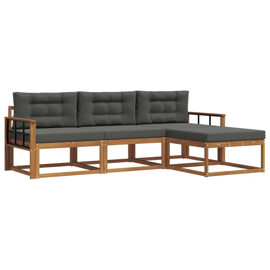 Ensemble de canapés d'extérieur 4 pcs Naturel et Anthracite - 2
