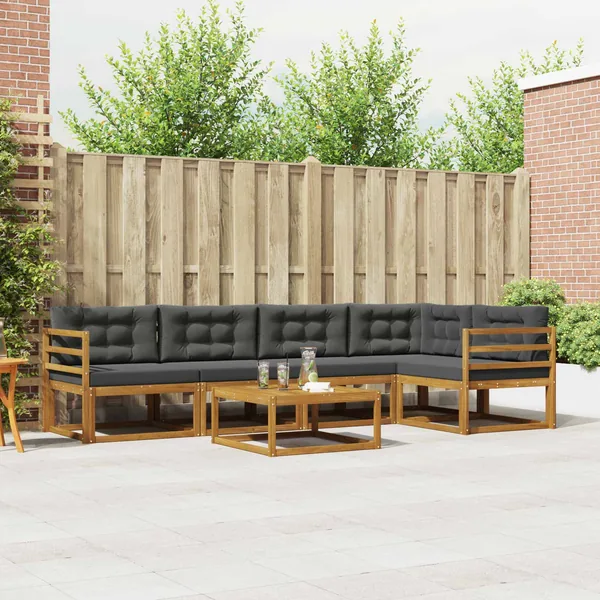 Ensemble de canapés d'extérieur 6 pcs Naturel et Anthracite