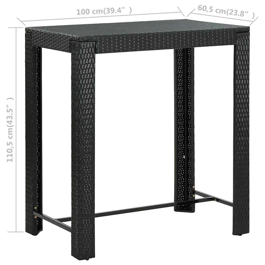 Ensemble de bar d'extérieur 7 pcs coussins Résine tressée Noir - 13