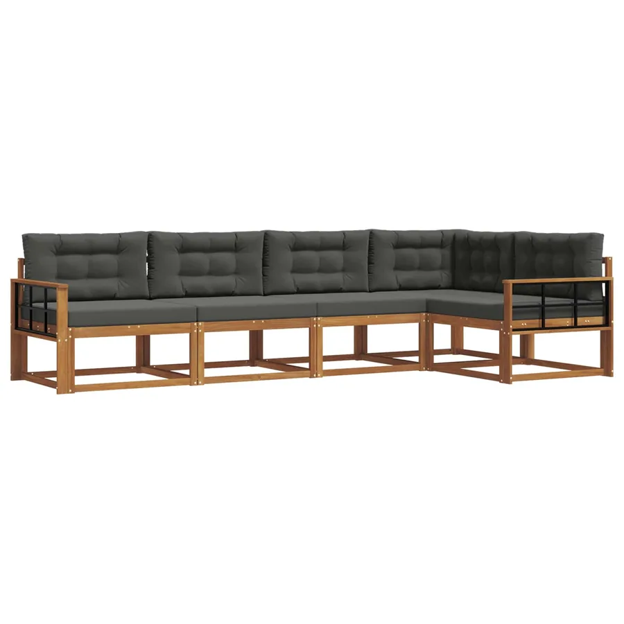 Ensemble de canapés d'extérieur 5 pcs Naturel et Anthracite - 2