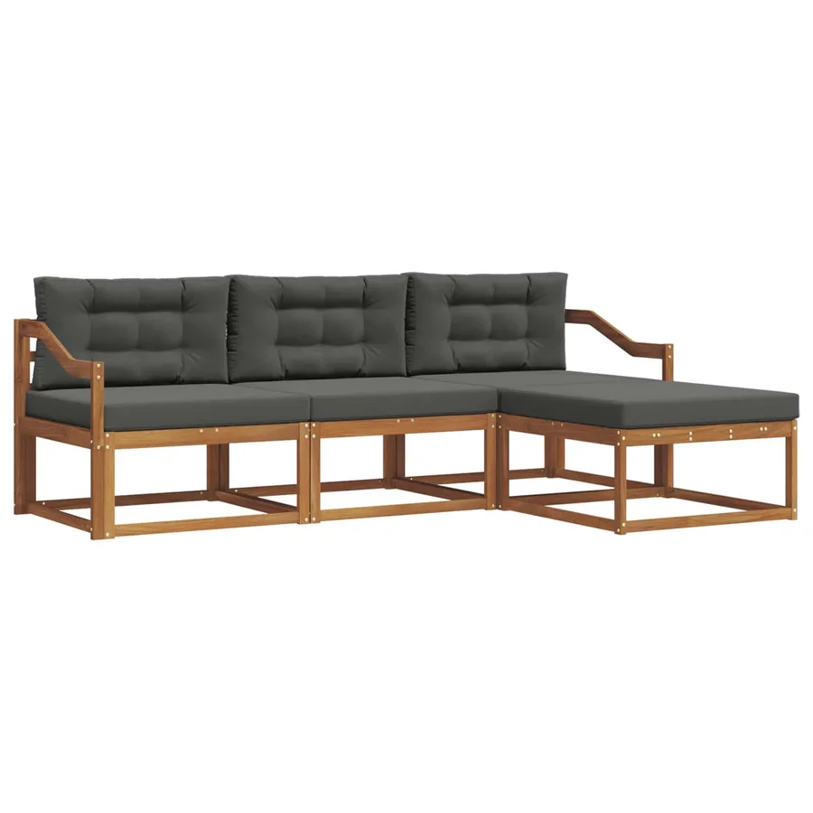 Ensemble de canapés d'extérieur 4 pcs Naturel et Anthracite - 2