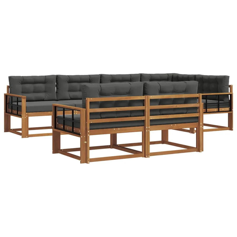 Ensemble de canapés d'extérieur 7 pcs Naturel et Anthracite - 2