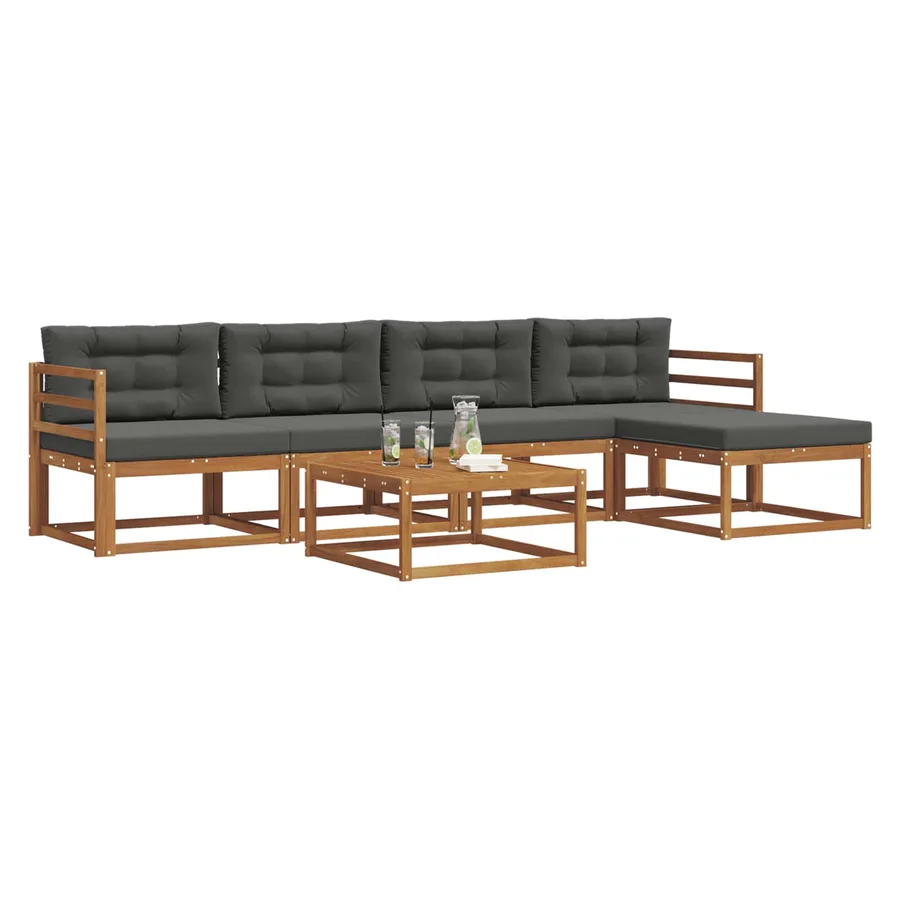Ensemble de canapés d'extérieur 6 pcs Naturel et Anthracite - 3