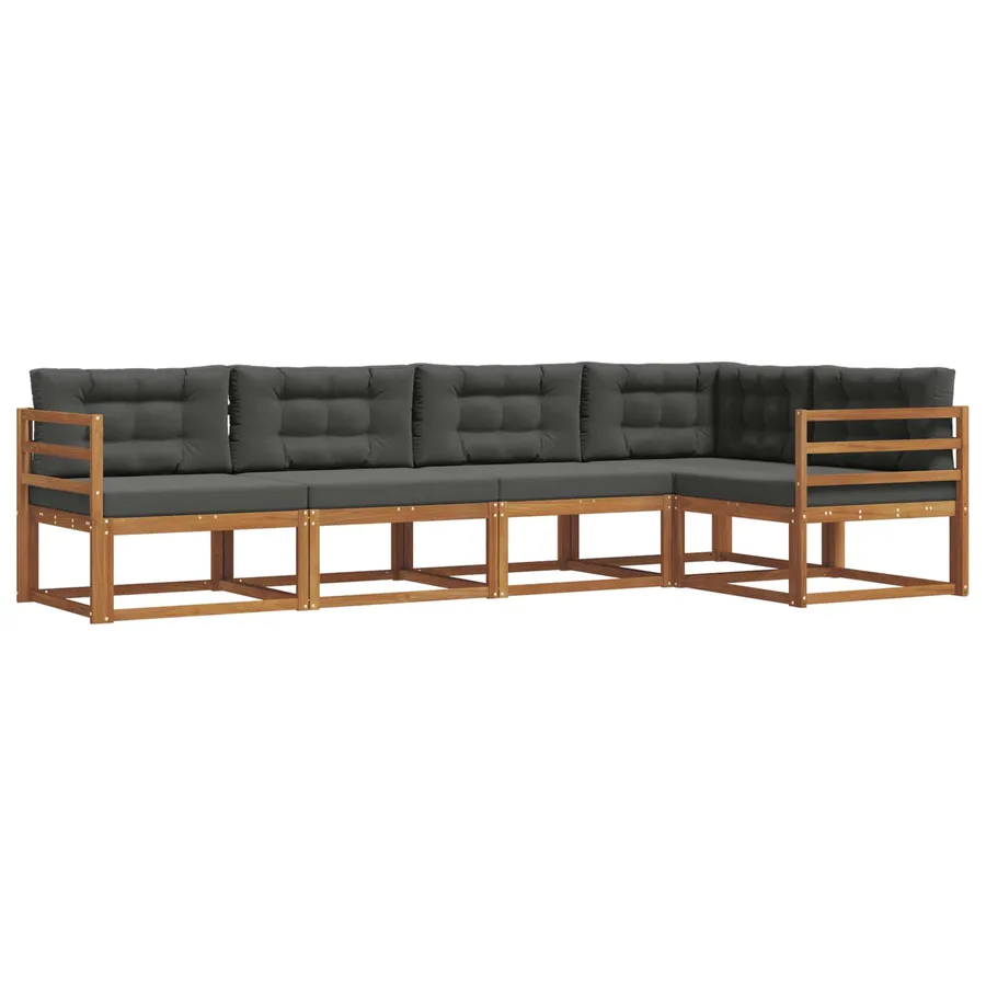 Ensemble de canapés d'extérieur 5 pcs Naturel et Anthracite - 2