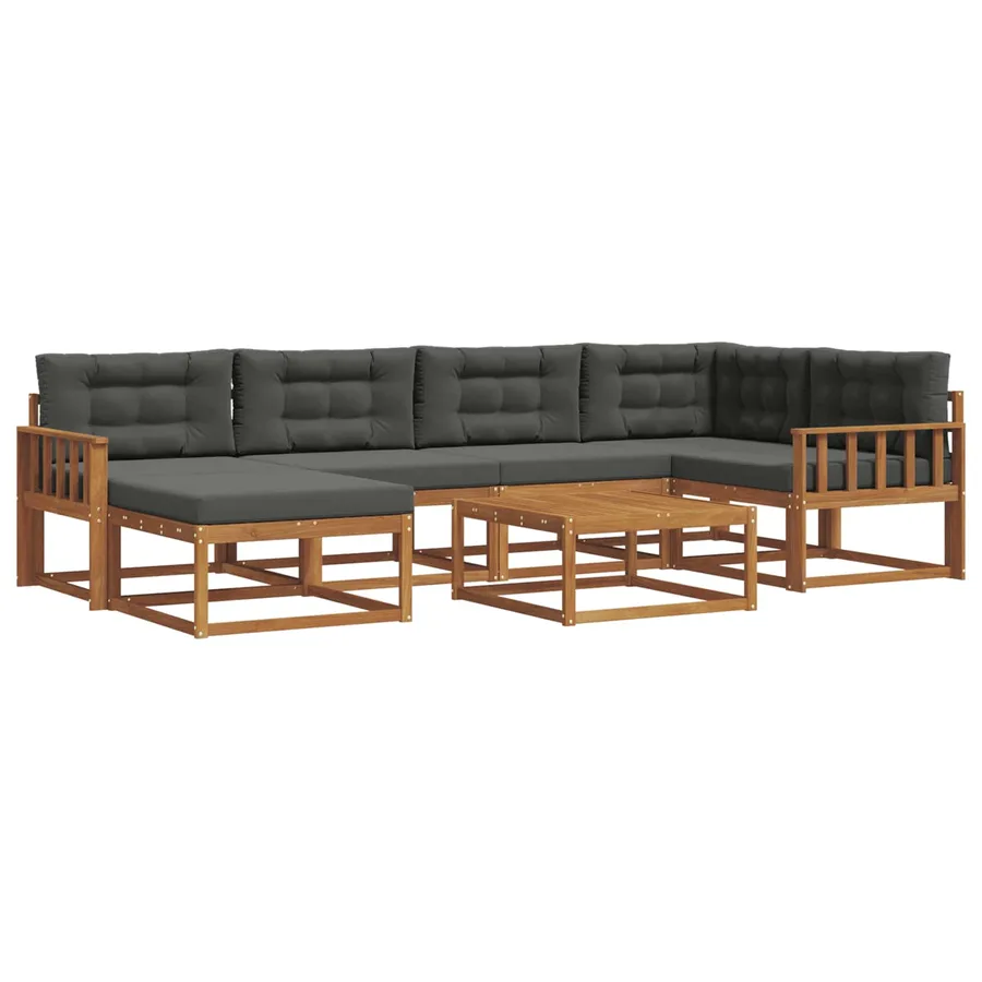 Ensemble de canapés d'extérieur 7 pcs Naturel et Anthracite - 2