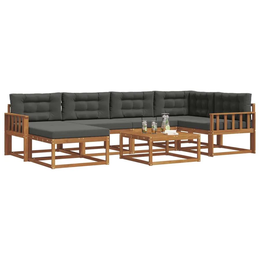 Ensemble de canapés d'extérieur 7 pcs Naturel et Anthracite - 3
