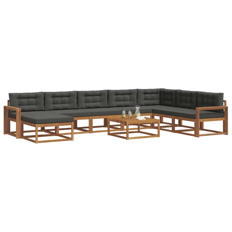 Ensemble de canapés d'extérieur 9 pcs Naturel et Anthracite - 3