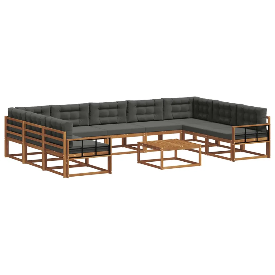 Ensemble de canapés d'extérieur 10 pcs Naturel et Anthracite - 2