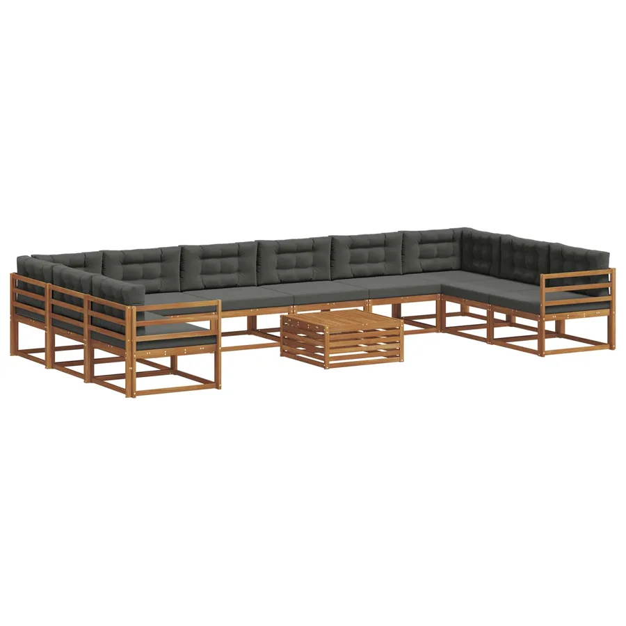 Ensemble de canapés d'extérieur 11 pcs Naturel et Anthracite - 2