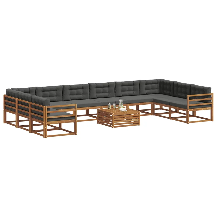 Ensemble de canapés d'extérieur 11 pcs Naturel et Anthracite - 3
