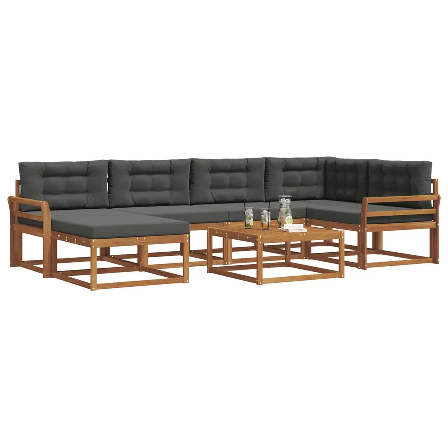 Ensemble de canapés d'extérieur 7 pcs Naturel et Anthracite - 3