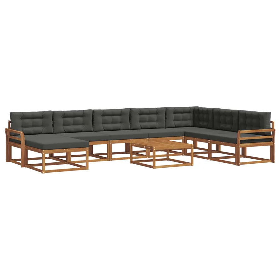 Ensemble de canapés d'extérieur 9 pcs Naturel et Anthracite - 2
