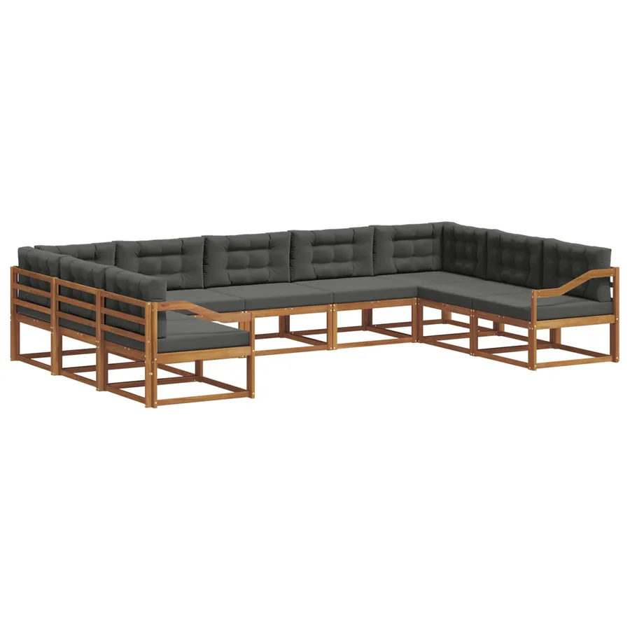 Ensemble de canapés d'extérieur 9 pcs Naturel et Anthracite - 2