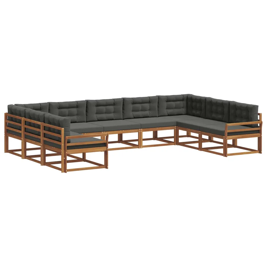 Ensemble de canapés d'extérieur 9 pcs Naturel et Anthracite - 2