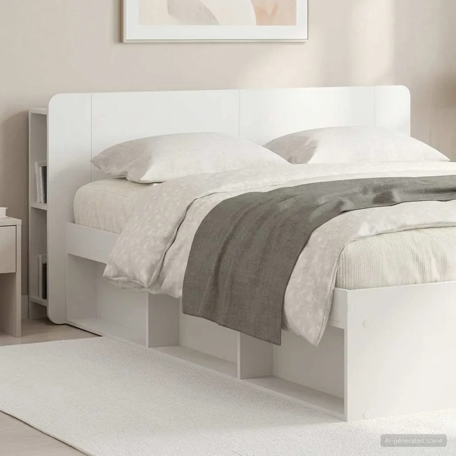 Cabinet de Tête de Lit Blanc brillant Bois d'ingénierie