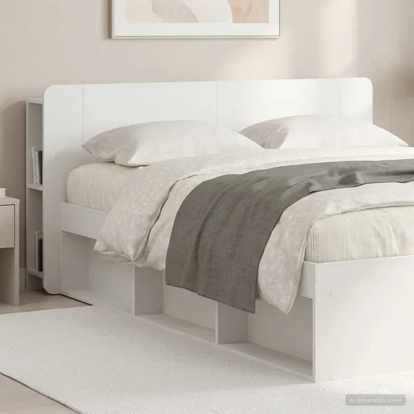 Cabinet de Tête de Lit Blanc brillant Bois d'ingénierie