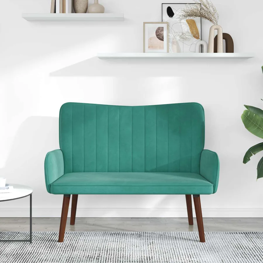 Sofa 2 places Turquoise 115 x 61 x 87 cm Velours - 3