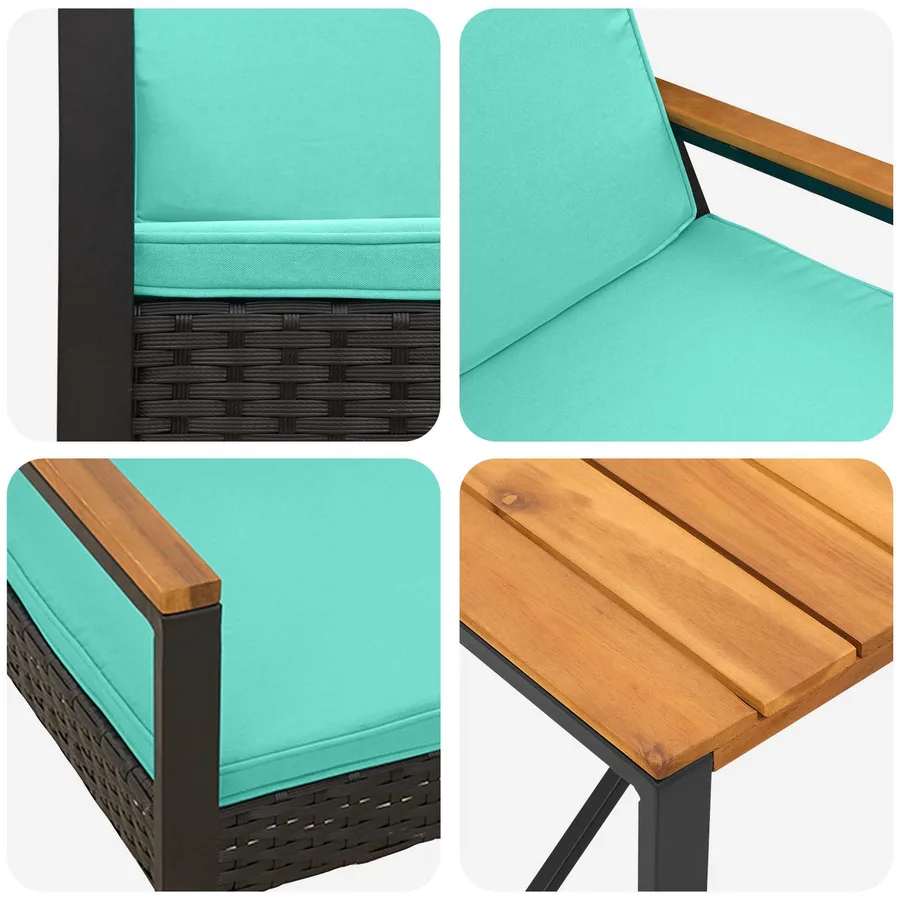 Ensemble de meubles d'extérieur 4 pcs Noir et turquoise - 10
