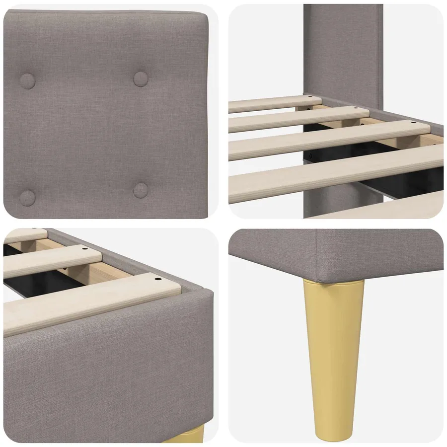 Cadre de lit avec tête de lit Taupe 80 x 200 cm Tissu - 7