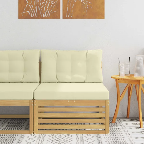 Sofa de milieu extérieur Bois d'Acacia Massif Blanc
