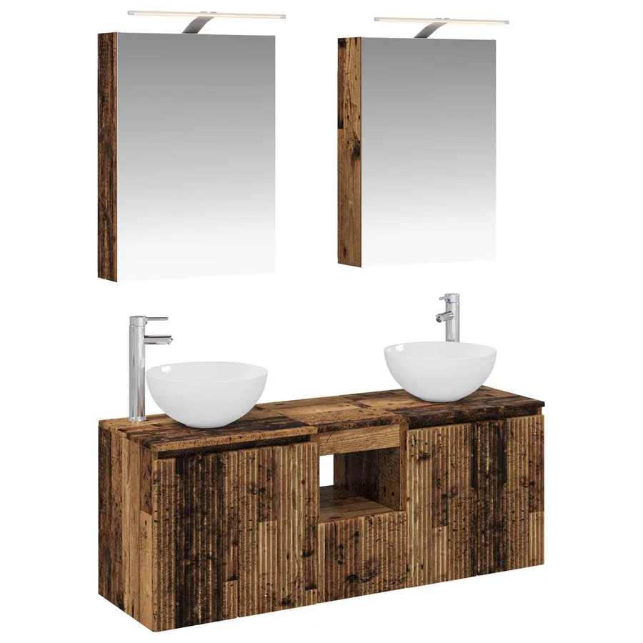 Ensemble d'armoire de salle de bain 5 pcs Bois ancien - 2