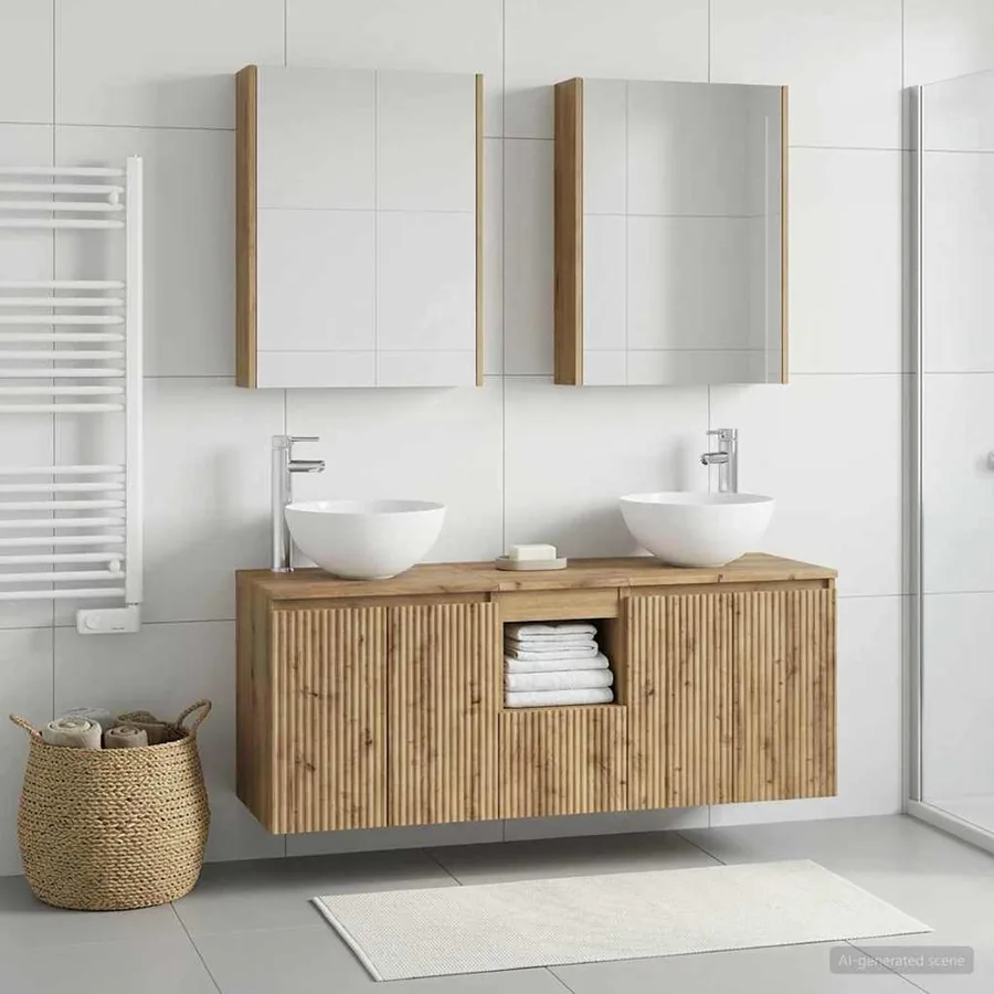 Ensemble d'armoire de salle de bain 5 pc Chêne artisanal