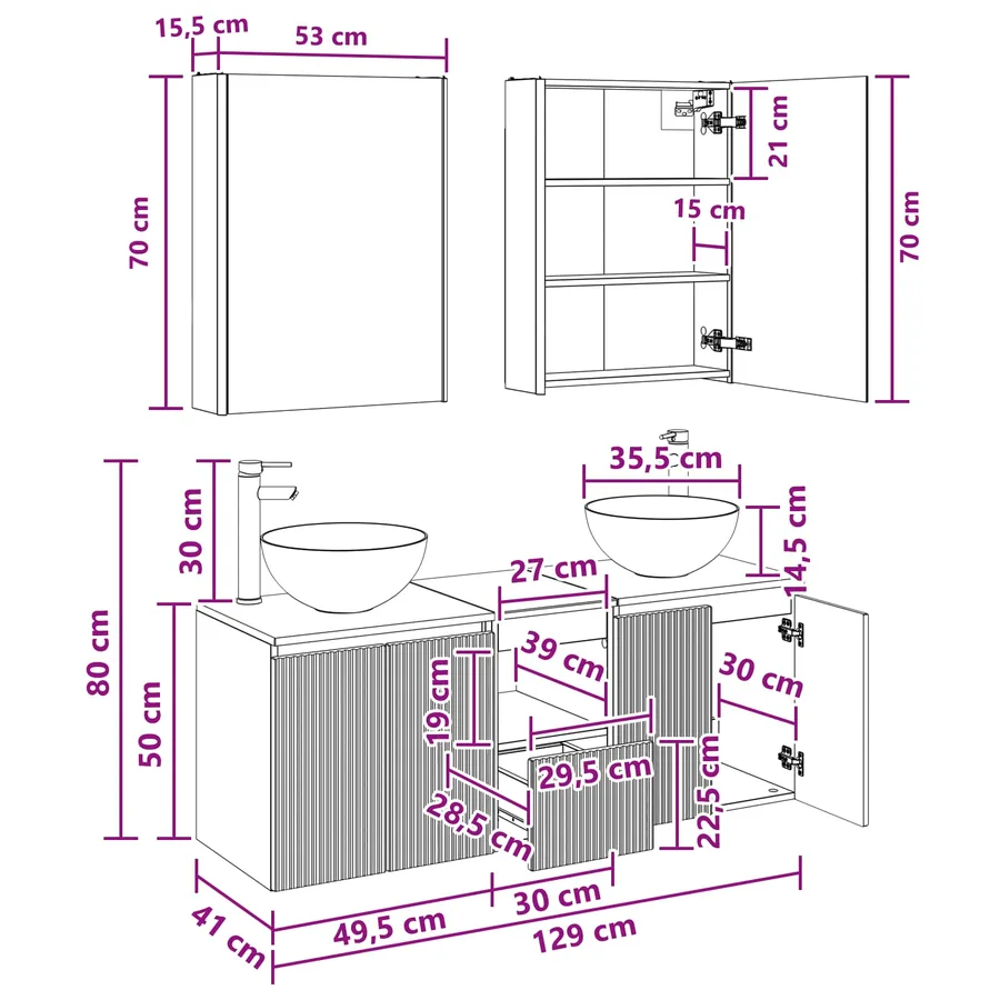 Ensemble d'armoire de salle de bain 5 pc Chêne artisanal - 15