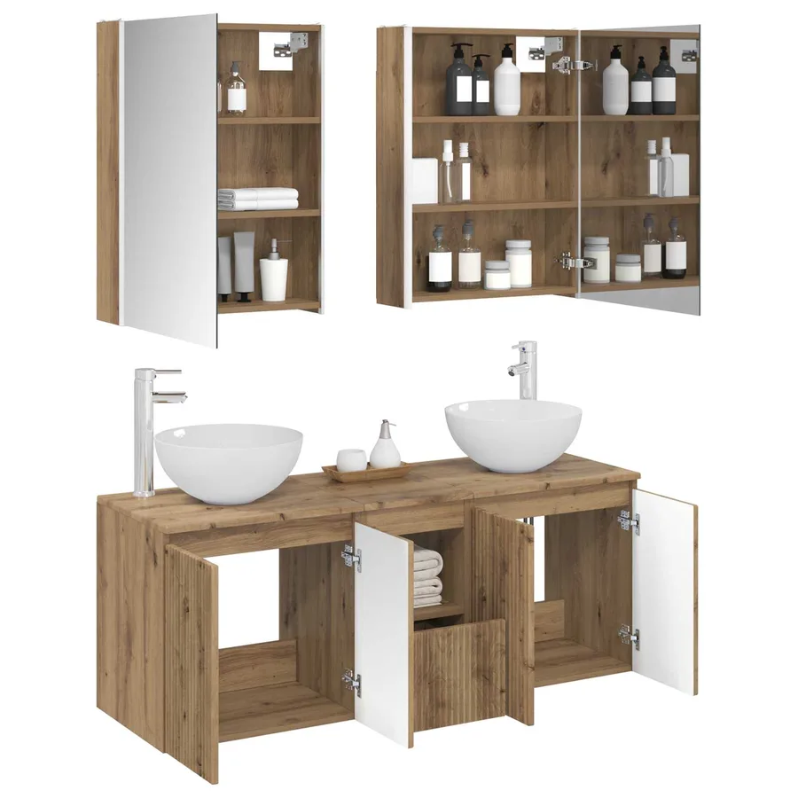 Ensemble d'armoire de salle de bain 5 pc Chêne artisanal - 3
