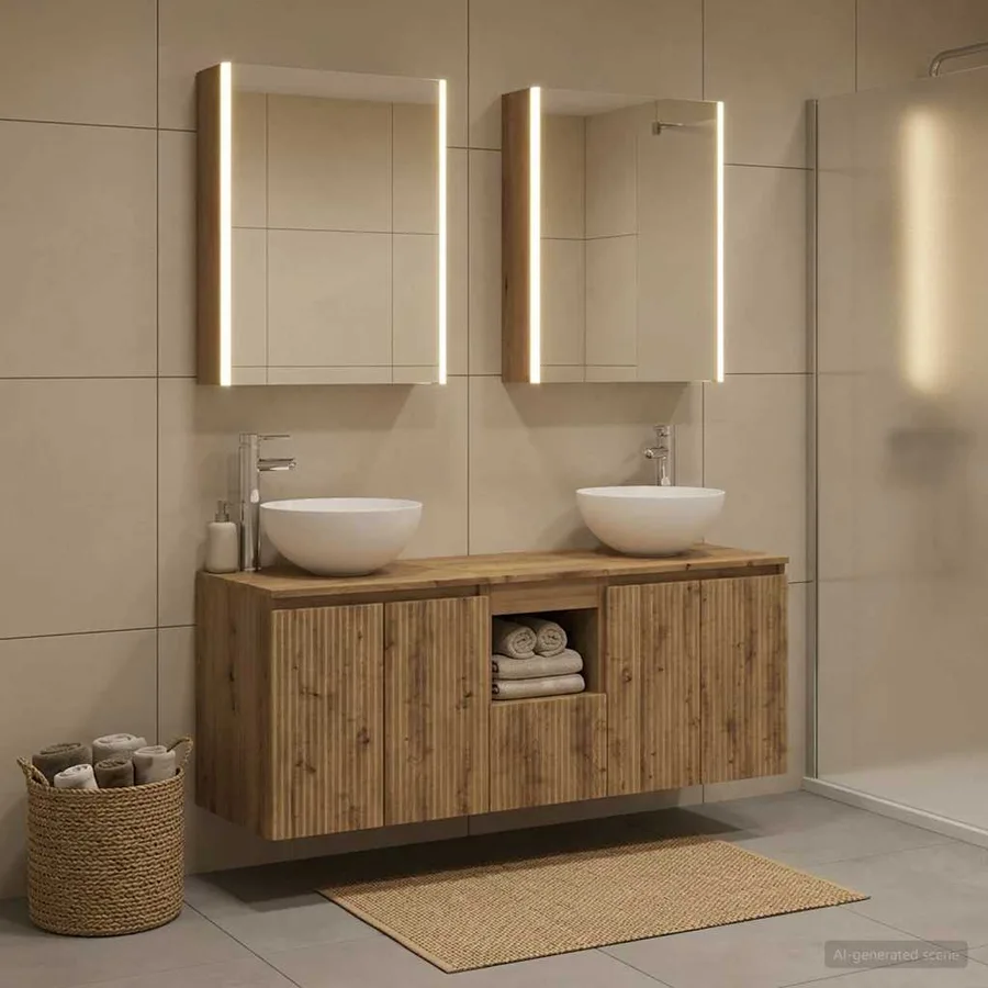 Ensemble d'armoire de salle de bain 5 pc Chêne artisanal - 4