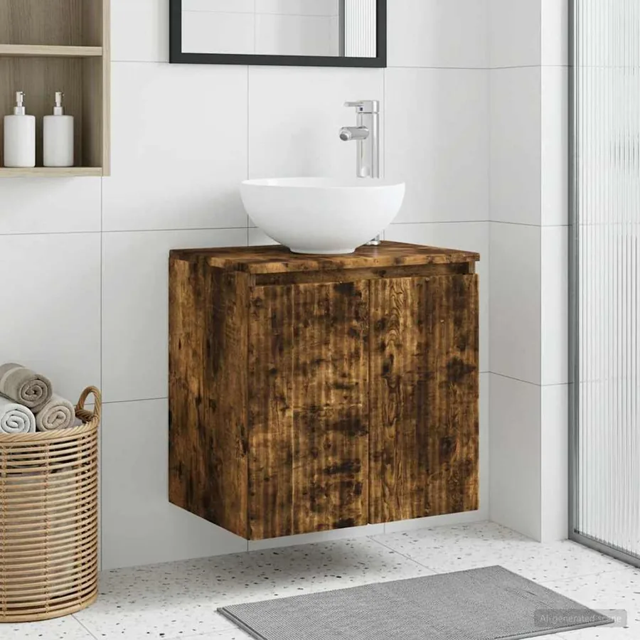 Vanité de lavabo mural Chêne fumé 49,5 x 41 x 64,5 cm