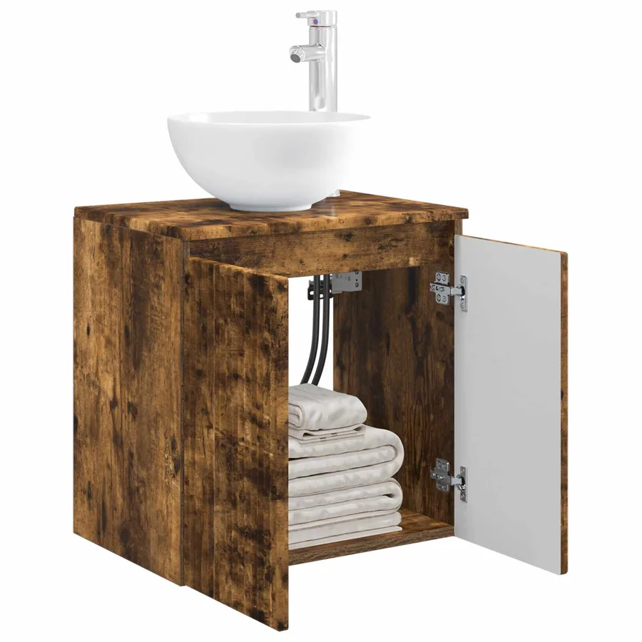 Vanité de lavabo mural Chêne fumé 49,5 x 41 x 64,5 cm - 3