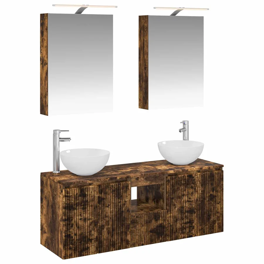 Ensemble d'armoire de salle de bain 5 pcs Chêne fumé - 2