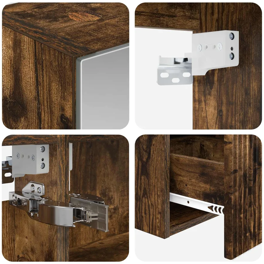 Ensemble d'armoire de salle de bain 5 pcs Chêne fumé - 9