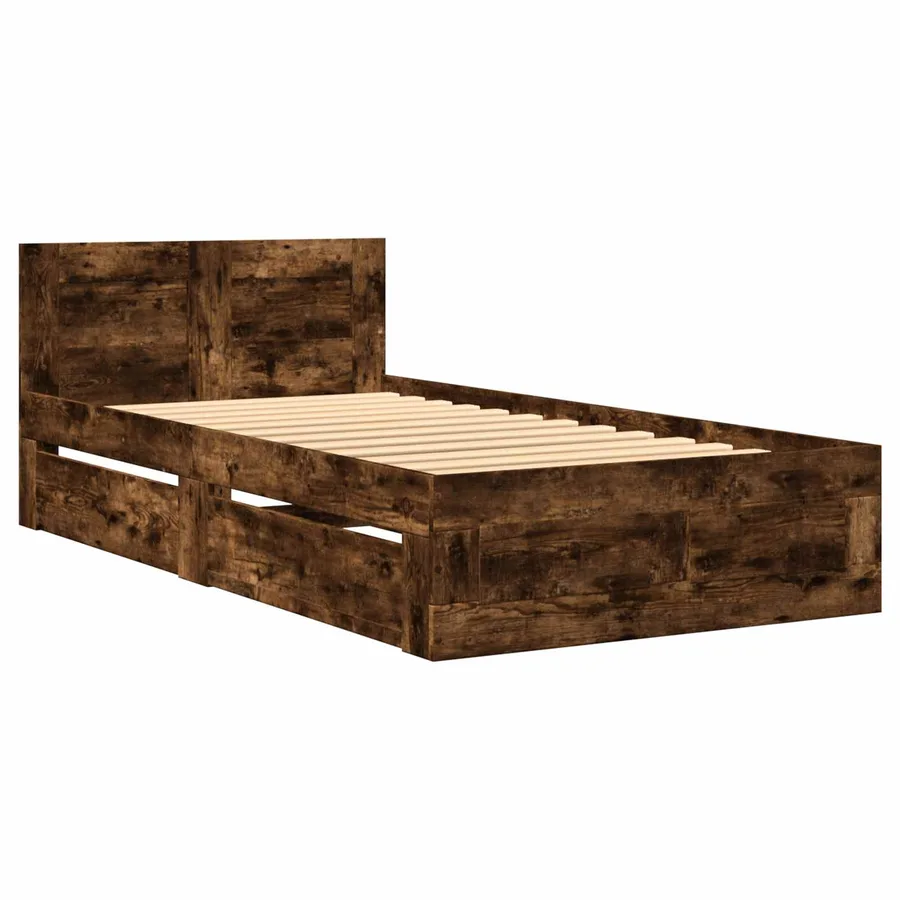 Cadre de lit avec tiroir 2 pc Chêne fumé Bois d'ingénierie - 3