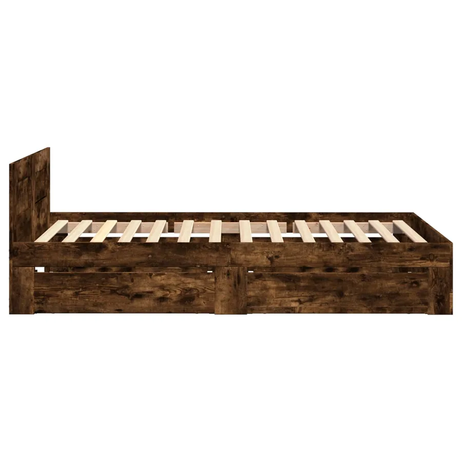 Cadre de lit avec tiroir 2 pc Chêne fumé Bois d'ingénierie - 6