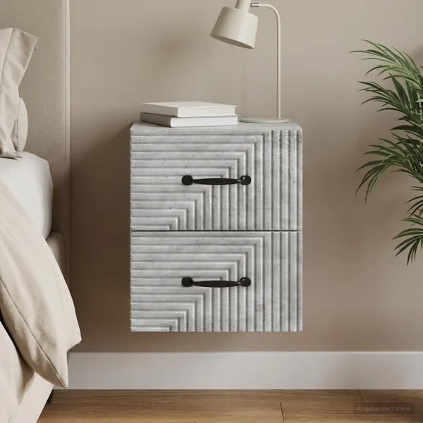 Cabinet de chevet mural Gris béton 34,5 x 33 x 40 cm